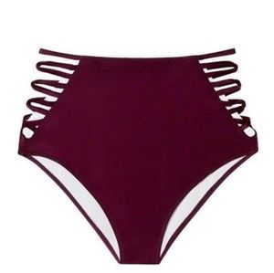 Pink High waisted bikini bottoms,  blk orchard